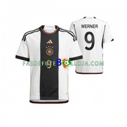 Camisola 1º Equipamento Seleção Alemã Timo Werner 9 World Cup 2022 Manga Curta ,Homem