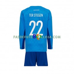 Camisola Guarda-redes 1º Equipamento Seleção Alemã ter Stegen 22 World Cup 2022 Manga Comprida ,Criança