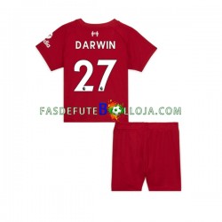Camisola 1º Equipamento Liverpool Darwin Nunez 27 2022-2023 Manga Curta ,Criança