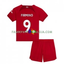 Camisola 1º Equipamento Liverpool Firmino 9 2022-2023 Manga Curta ,Criança