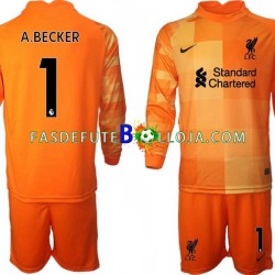 Camisola Guarda-redes 4º Equipamento Liverpool A.BECKER 1 2021-2022 Manga Comprida ,Criança