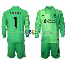 Camisola Guarda-redes 1º Equipamento Liverpool Alisson Becker 1 2021-2022 Manga Comprida ,Criança