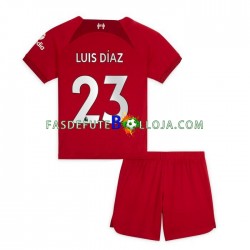 Camisola 1º Equipamento Liverpool Luis Diaz 23 2022-2023 Manga Curta ,Criança