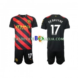 Camisola 2º Equipamento Manchester City De Bruyne 17 2022-2023 Manga Curta ,Criança