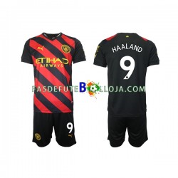 Camisola 2º Equipamento Manchester City Haaland 9 2022-2023 Manga Curta ,Criança