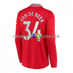 Camisola 1º Equipamento Manchester United Donny van de Beek 34 2022-2023 Manga Comprida ,Homem