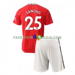 Camisola 1º Equipamento Manchester United Jadon Sancho 25 2022-2023 Manga Curta ,Criança