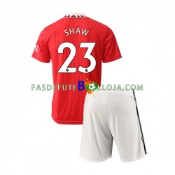 Camisola 1º Equipamento Manchester United Luke Shaw 23 2022-2023 Manga Curta ,Criança
