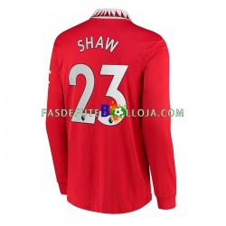 Camisola 1º Equipamento Manchester United Luke Shaw 23 2022-2023 Manga Comprida ,Homem