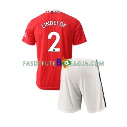 Camisola 1º Equipamento Manchester United Victor Lindelof 2 2022-2023 Manga Curta ,Criança