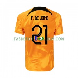 Camisola 1º Equipamento Seleção Neerlandesa Frenkie de Jong 21 World Cup 2022 Manga Curta ,Homem