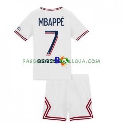 Camisola 4º Equipamento Paris Saint-Germain Mbappé Kylian 7 2021-2022 Manga Curta ,Criança