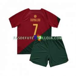 Camisola 1º Equipamento Seleção Portuguesa Ronaldo 7 World Cup 2022 Manga Curta ,Criança
