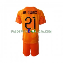 Camisola Guarda-redes 2º Equipamento Seleção Saudita Mohammed Al-Owais 21 World Cup 2022 Manga Curta ,Criança
