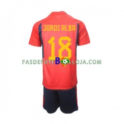 Camisola 1º Equipamento Seleção Espanhola Jordi Alba 18 World Cup 2022 Manga Curta ,Criança