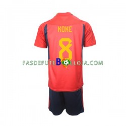 Camisola 1º Equipamento Seleção Espanhola Koke 8 World Cup 2022 Manga Curta ,Criança